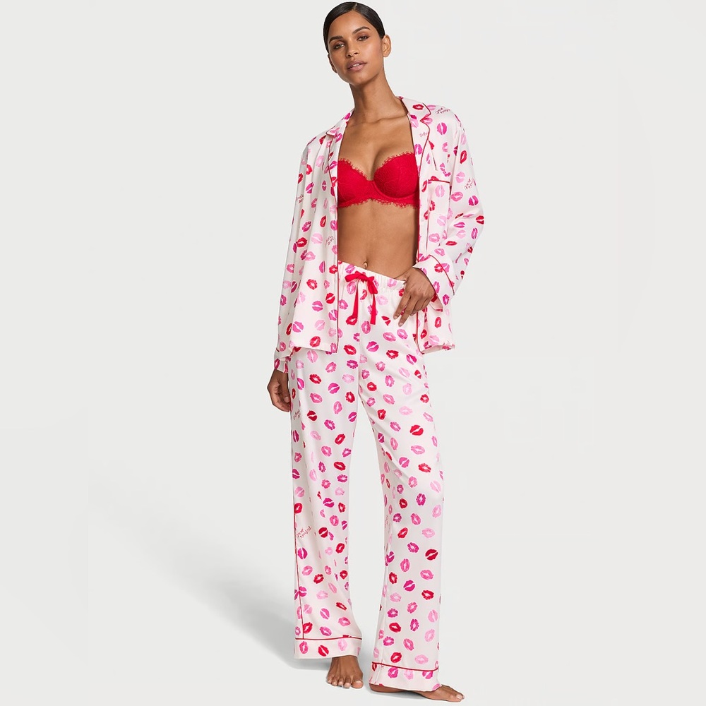 NWT VICTORIA'S‎ SECRET Glazed Satin Long Pajama Set